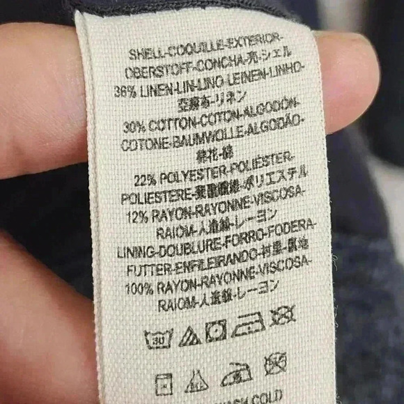 Free People Linen Blend Womens XS Gray Double Breasted Coat Jacket With Pockets - Picture 5 of 7